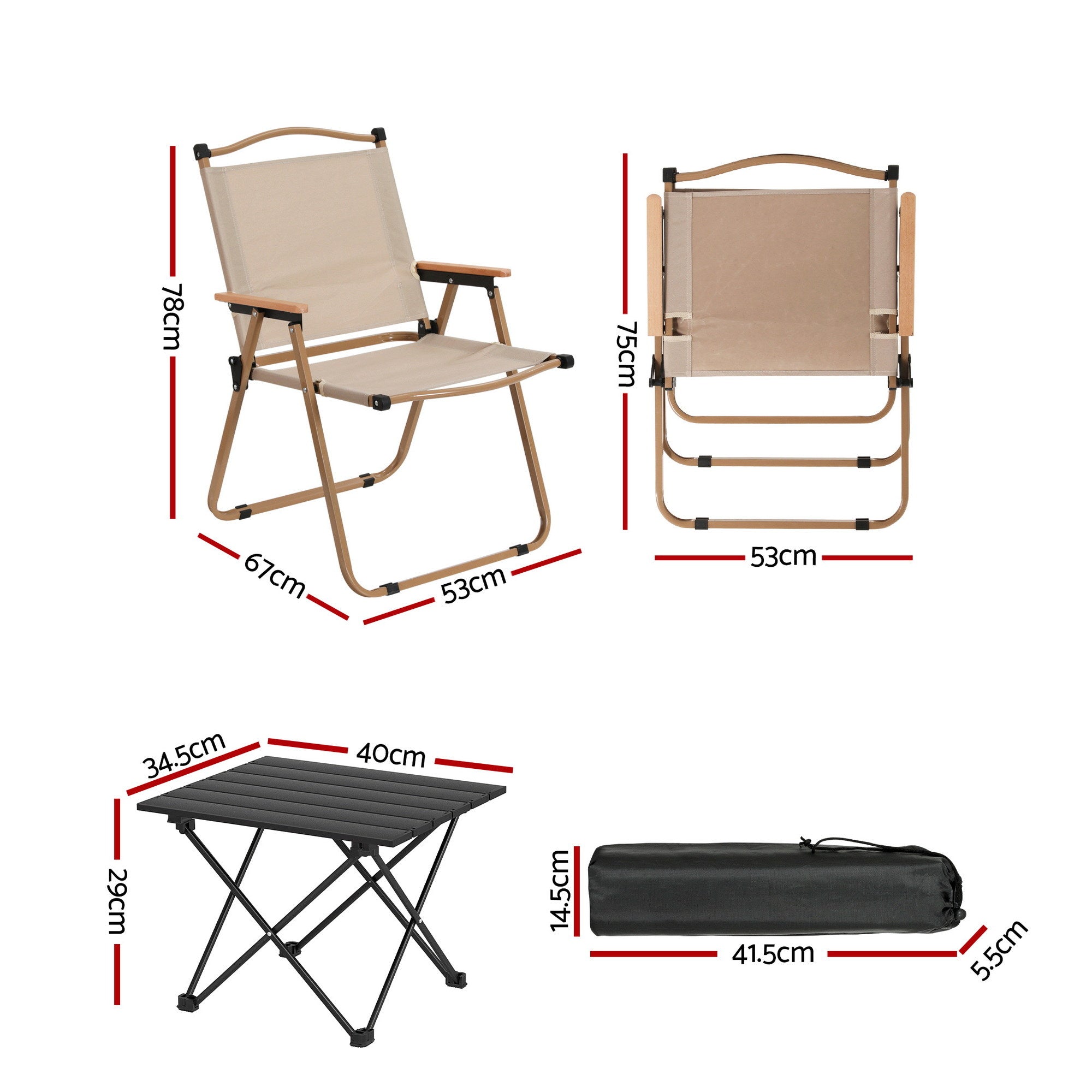 Weisshorn 3pc Camping Table Chair Set