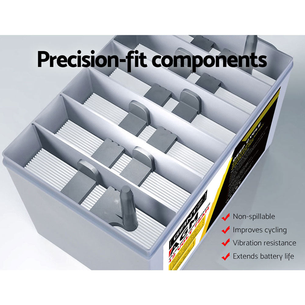 Giantz AGM Deep Cycle Battery 12V 75Ah x2 Box Portable Solar