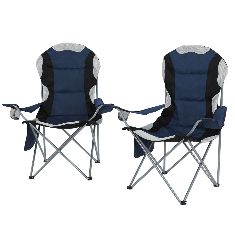Weisshorn Camping Folding Chairs - Navy 2pcs