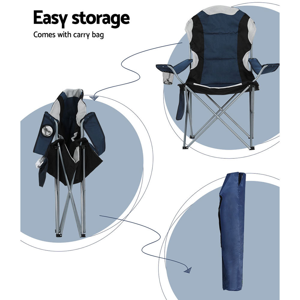 Weisshorn Camping Folding Chairs - Navy 2pcs