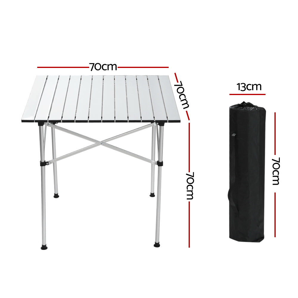 Weisshorn Folding Camping Table 70CM - Aluminium