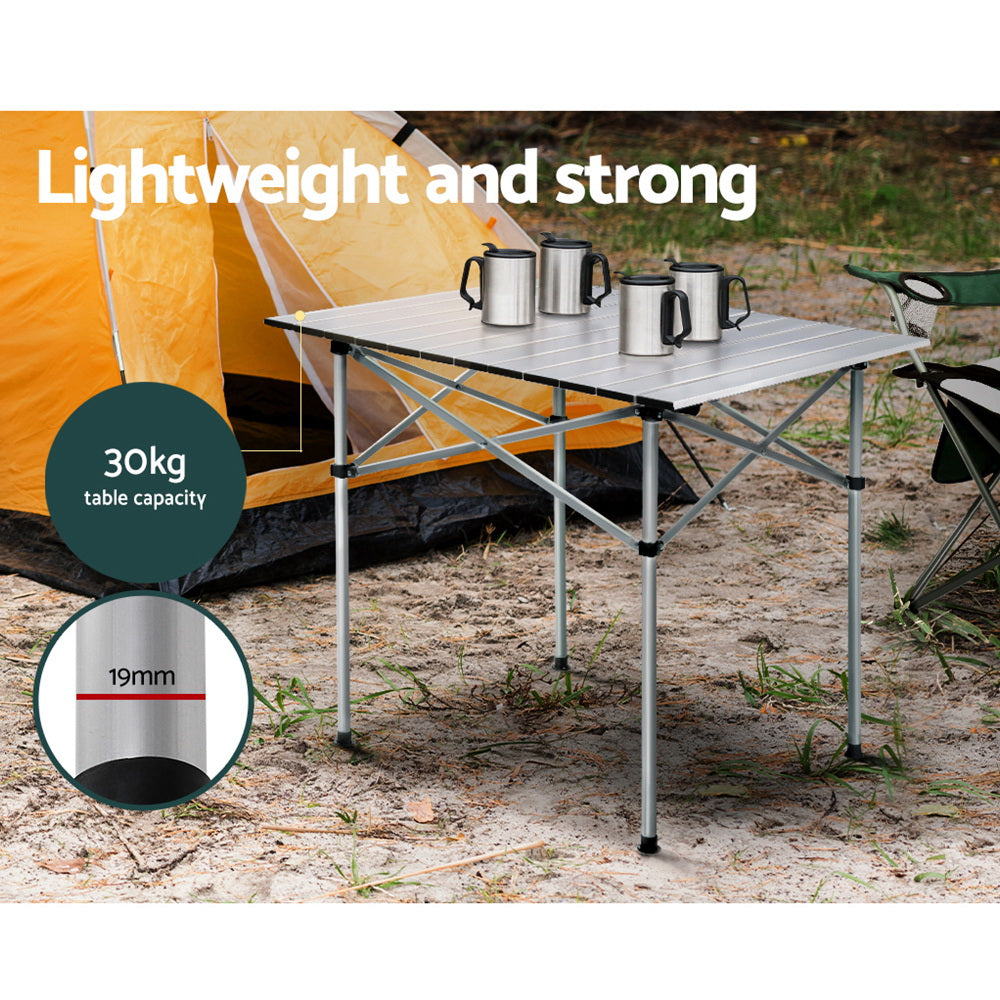 Weisshorn Folding Camping Table 70CM - Aluminium