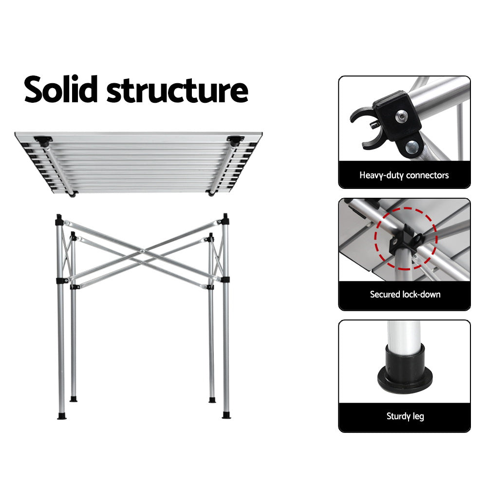 Weisshorn Folding Camping Table 70CM - Aluminium