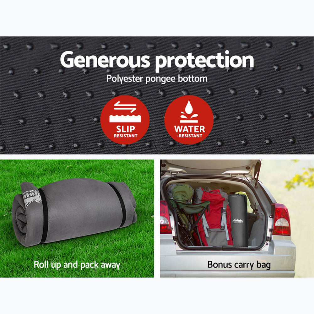 Weisshorn Self Inflating Mattress 10CM Camping Sleeping Mat Air - Double Grey