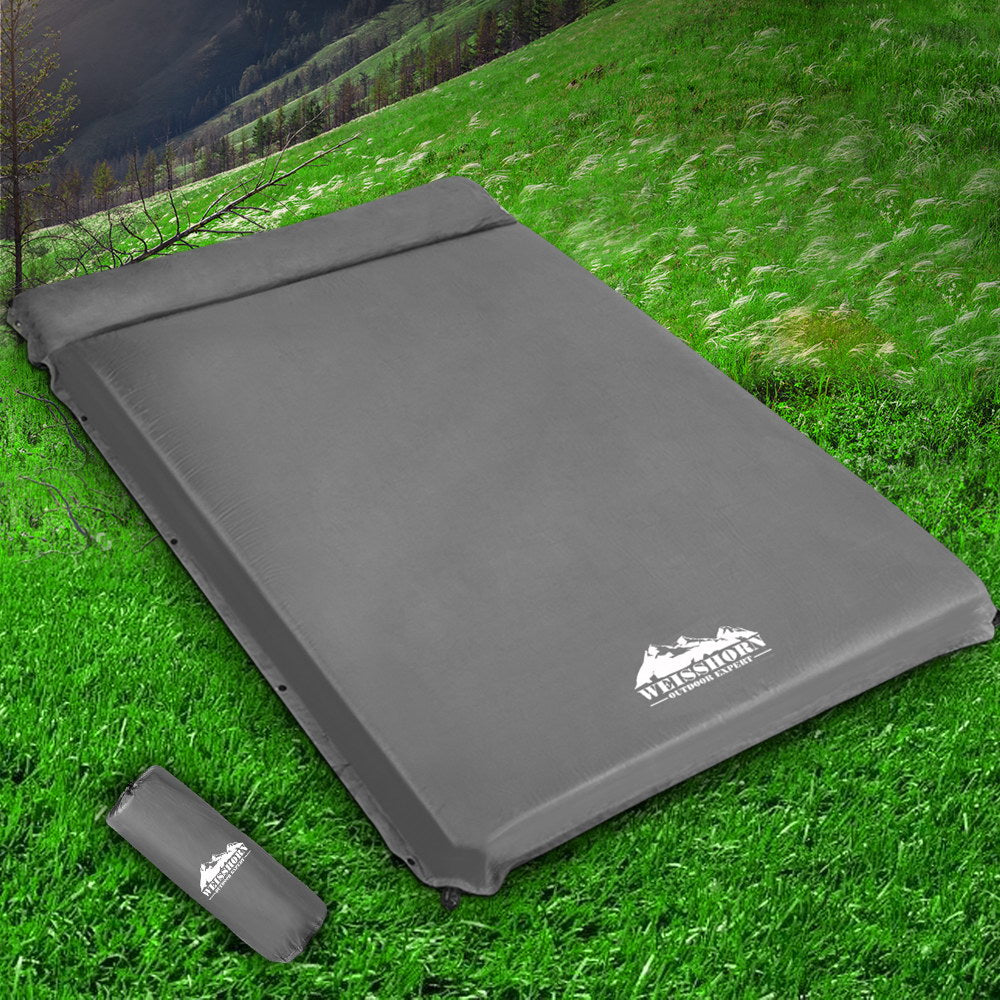 Weisshorn Self Inflating Mattress 10CM Camping Sleeping Mat Air - Double Grey