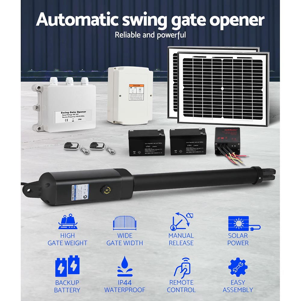 Single Swing Gate Opener 600KG 20W Solar Panel