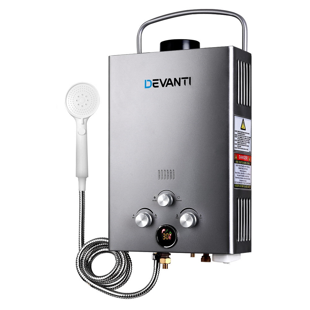 Devanti Portable Gas Water Heater LPG System - Grey
