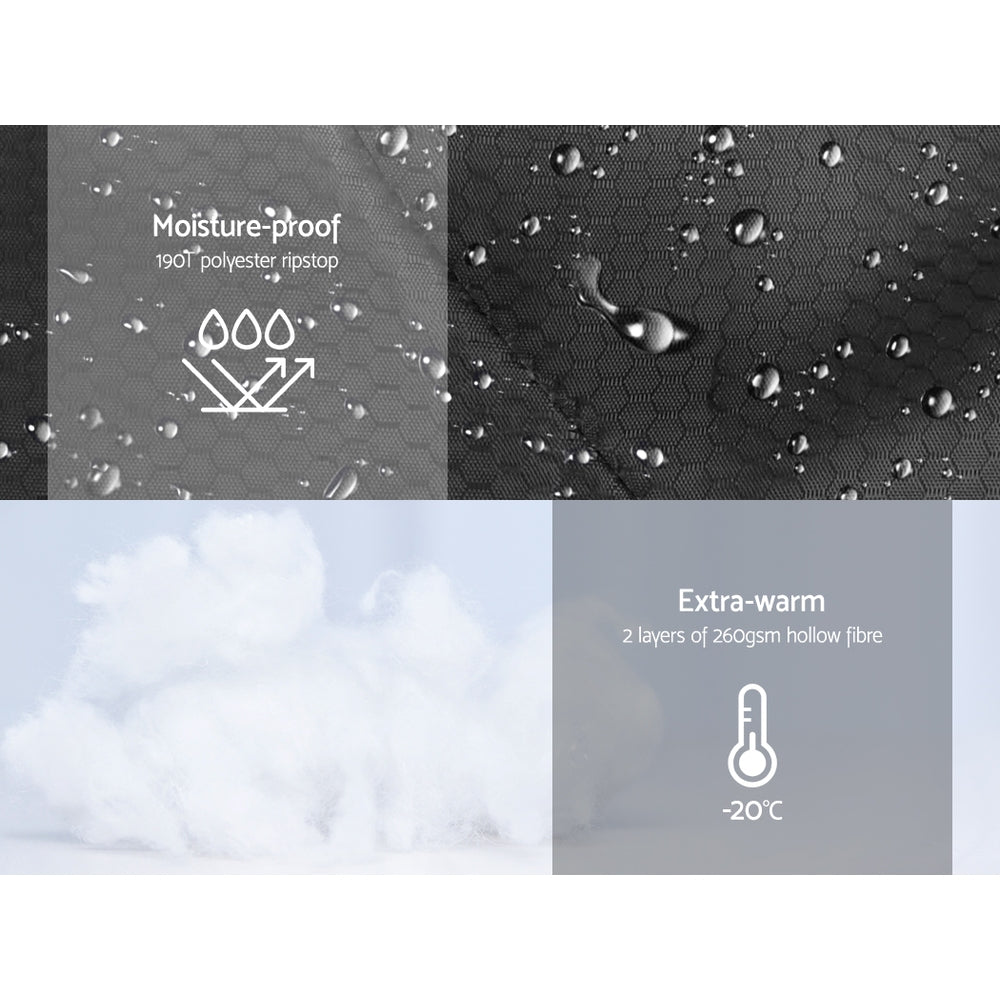 Weisshorn Sleeping Bag Single Thermal Camping Hiking Tent Black -20°C