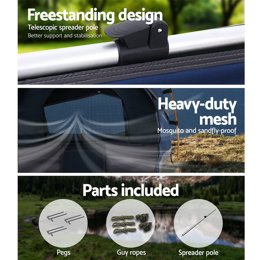 Weisshorn King Single Swag Camping Swags Canvas Free Standing Dome Tent - Blue (No Mattress)