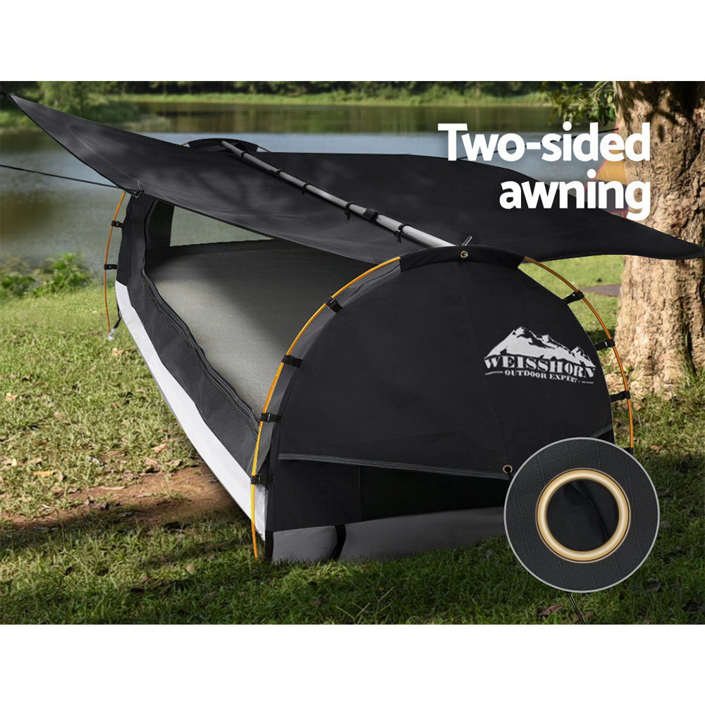 Weisshorn King Single Swag Camping Swags Canvas Free Standing Dome Tent - Grey (No Mattress)