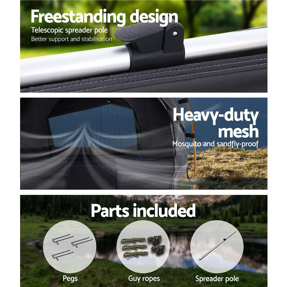 Weisshorn King Single Swag Camping Swags Canvas Free Standing Dome Tent - Grey (No Mattress)