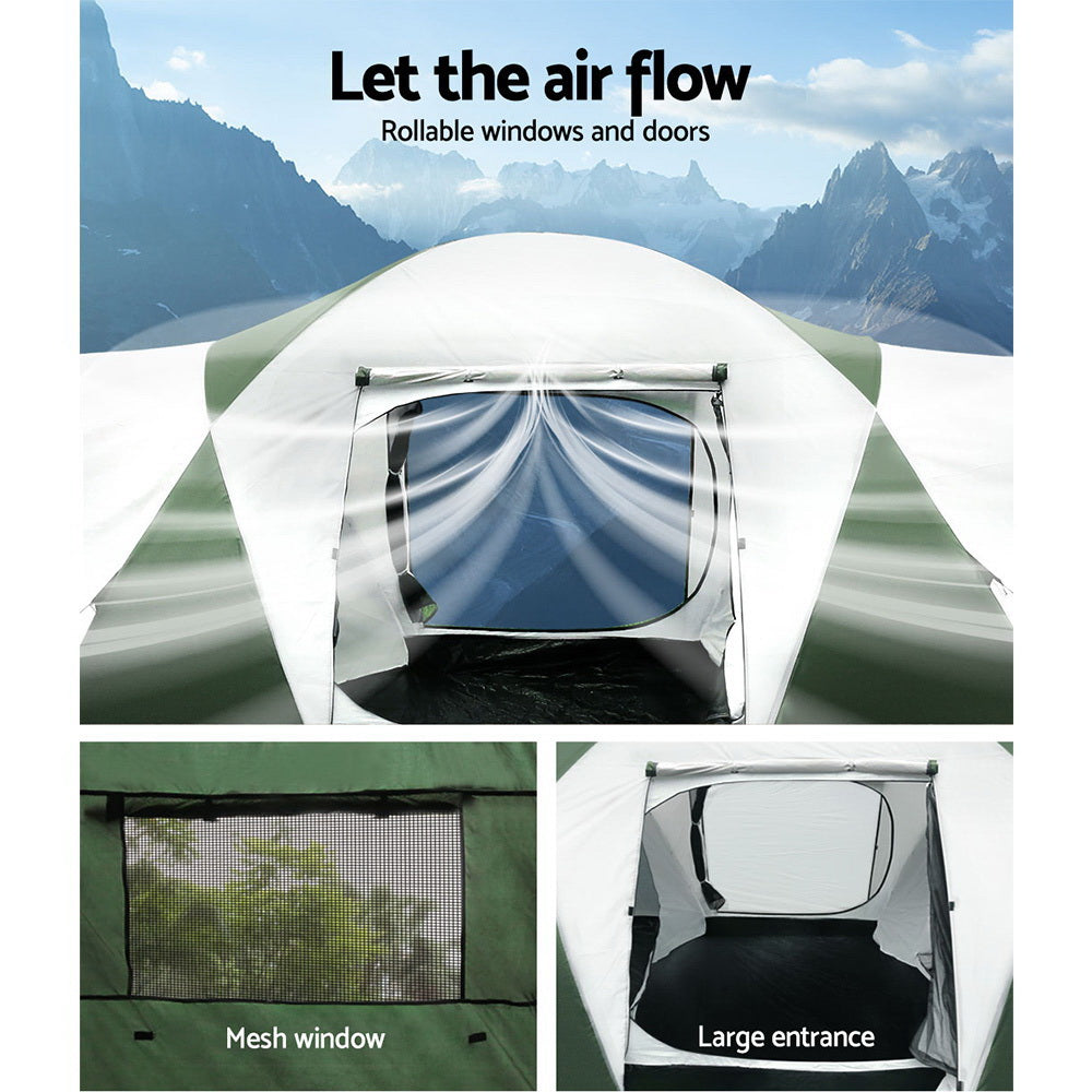 Weisshorn Family Camping Tent 12 Person (3 Rooms) - Green