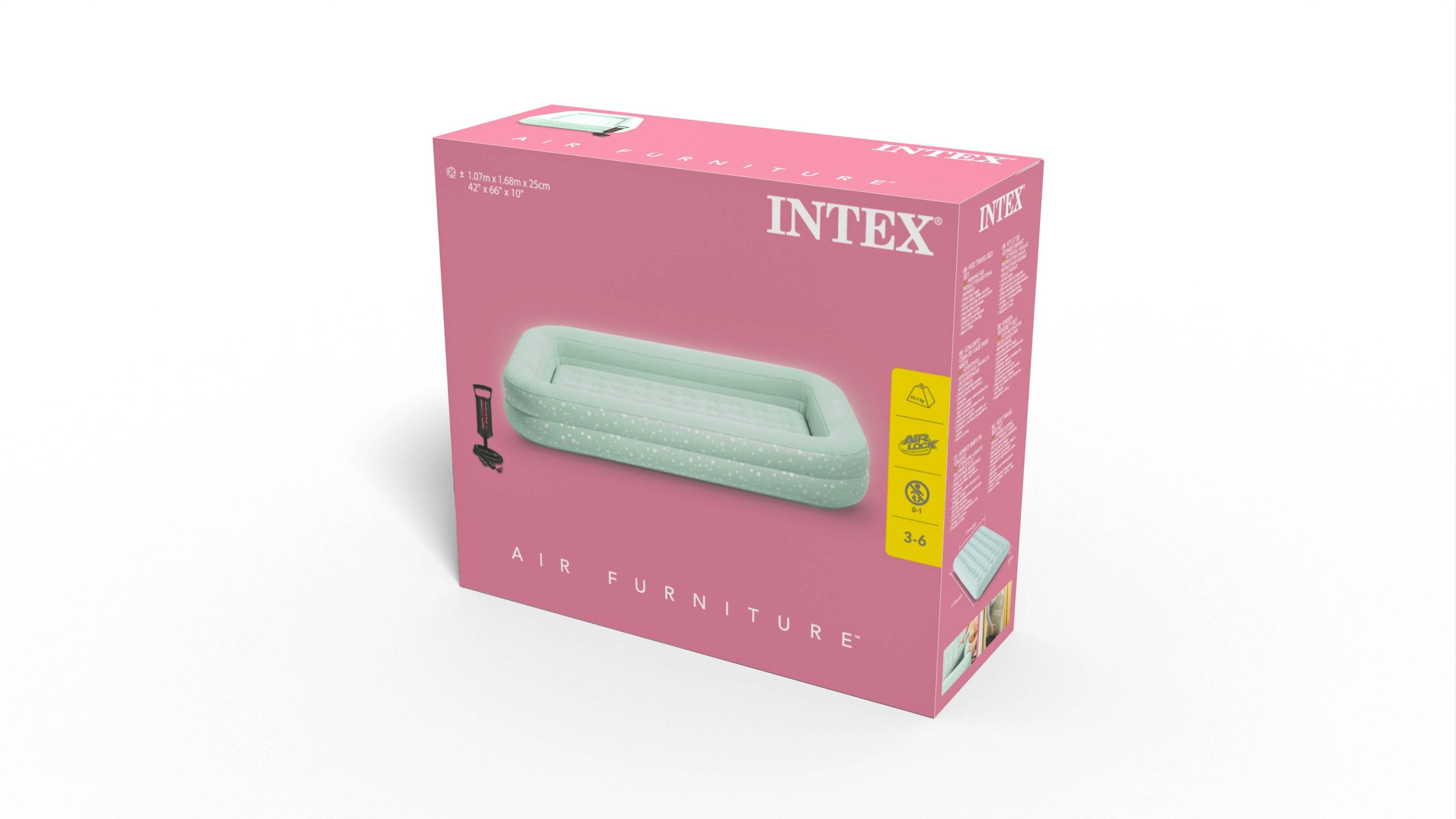 Intex Kidz Inflatable Travel Bed set with Hand Pump - Stars 66810