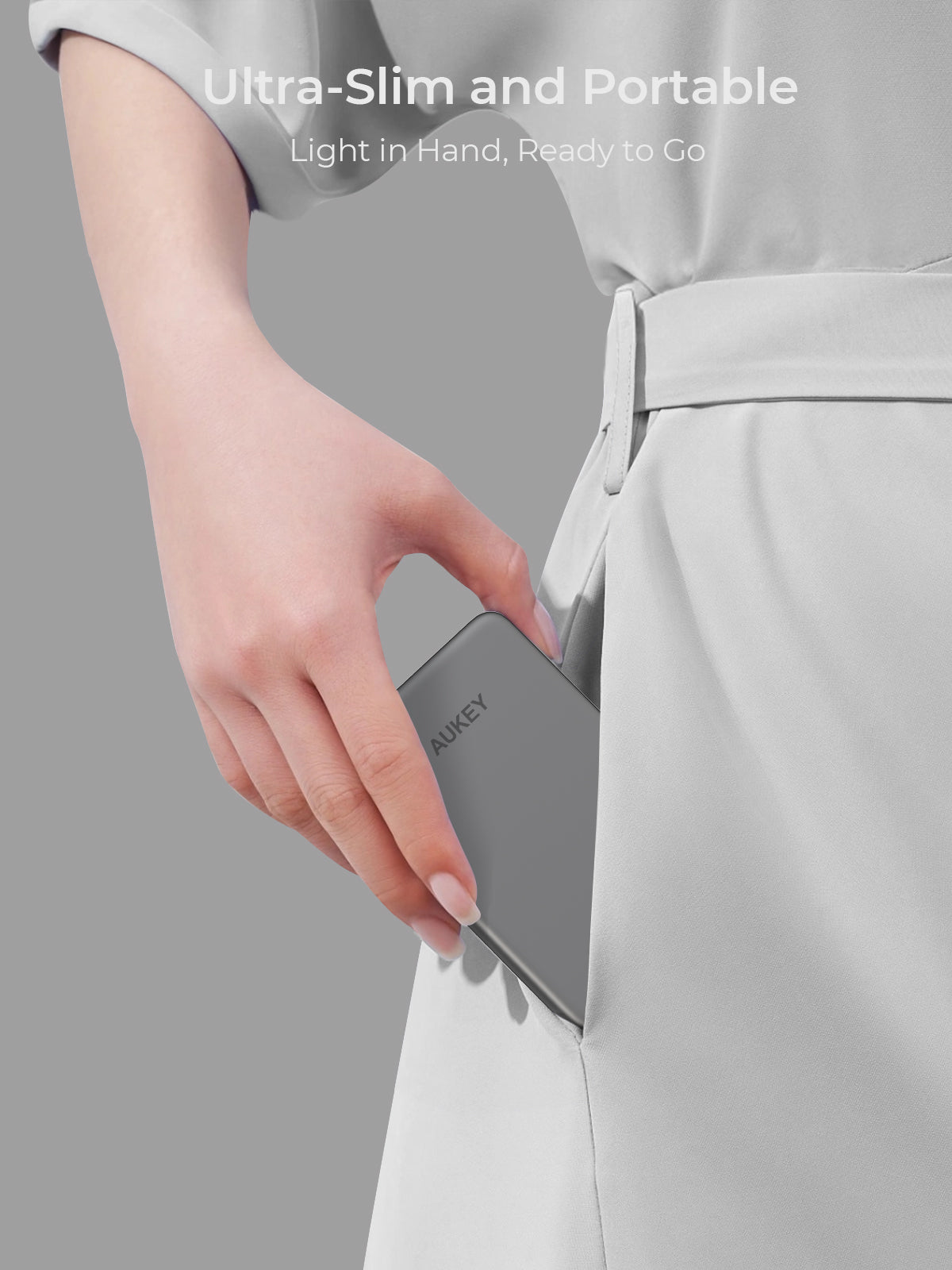 Aukey MagFusion M Qi2 5000mAh Magnetic Wireless Power Bank - Grey (PB-MS07)