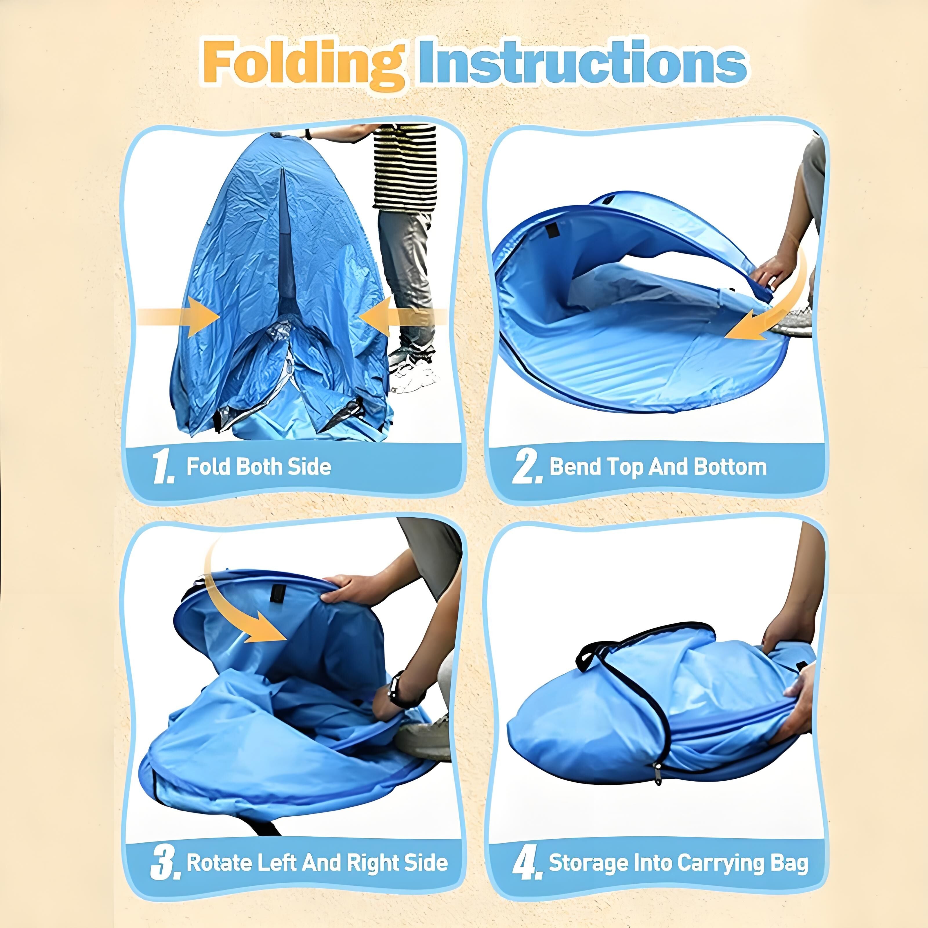 Pop Up Beach Tent: 3-4 Person UPF 50+ Sun Shelter