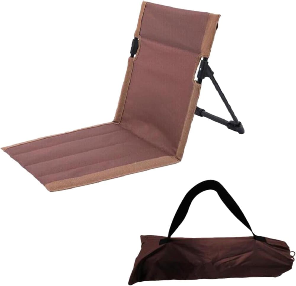 Foldable Beach Chair with Storage Bag - Brown