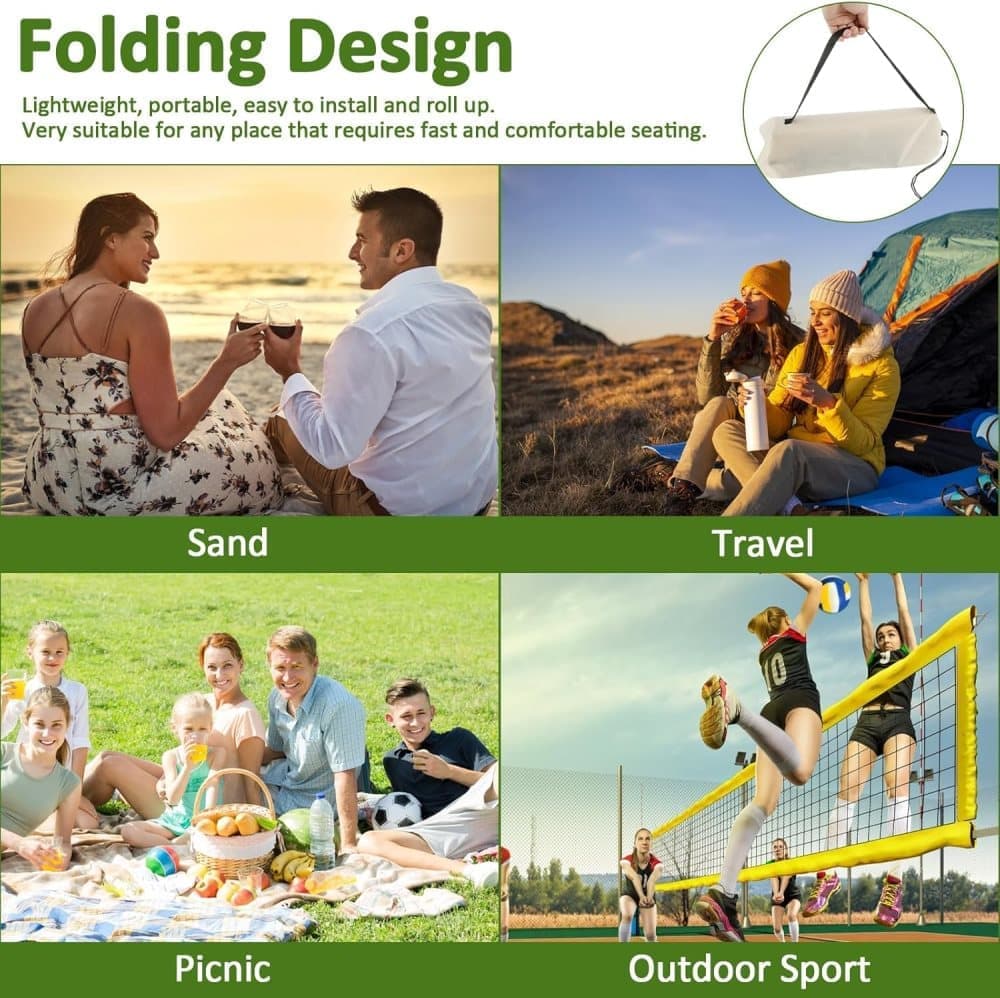 Foldable Beach Chair with Storage Bag - Beige