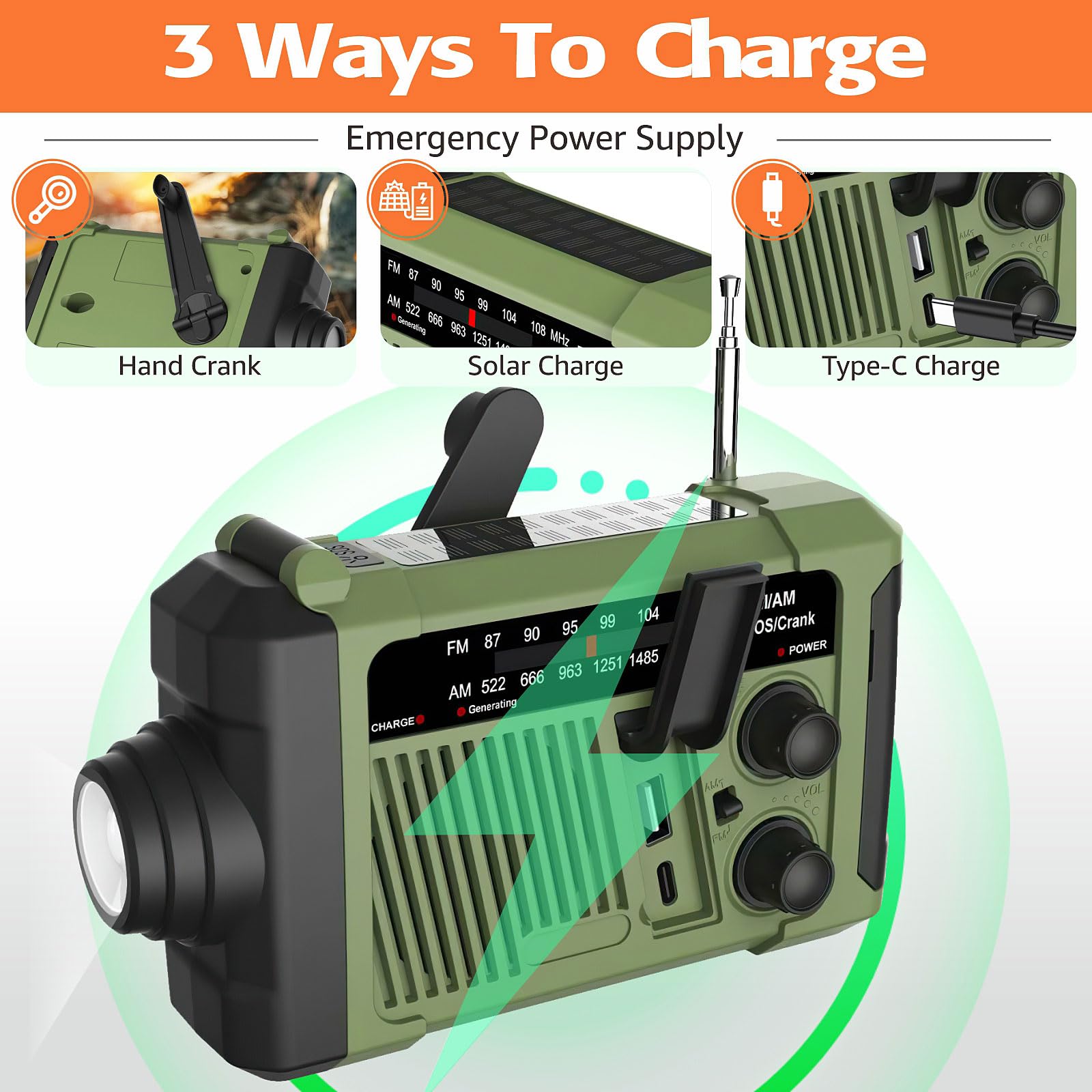 Wind-up Radio - Solar Radio - Flashlight - Powerbank