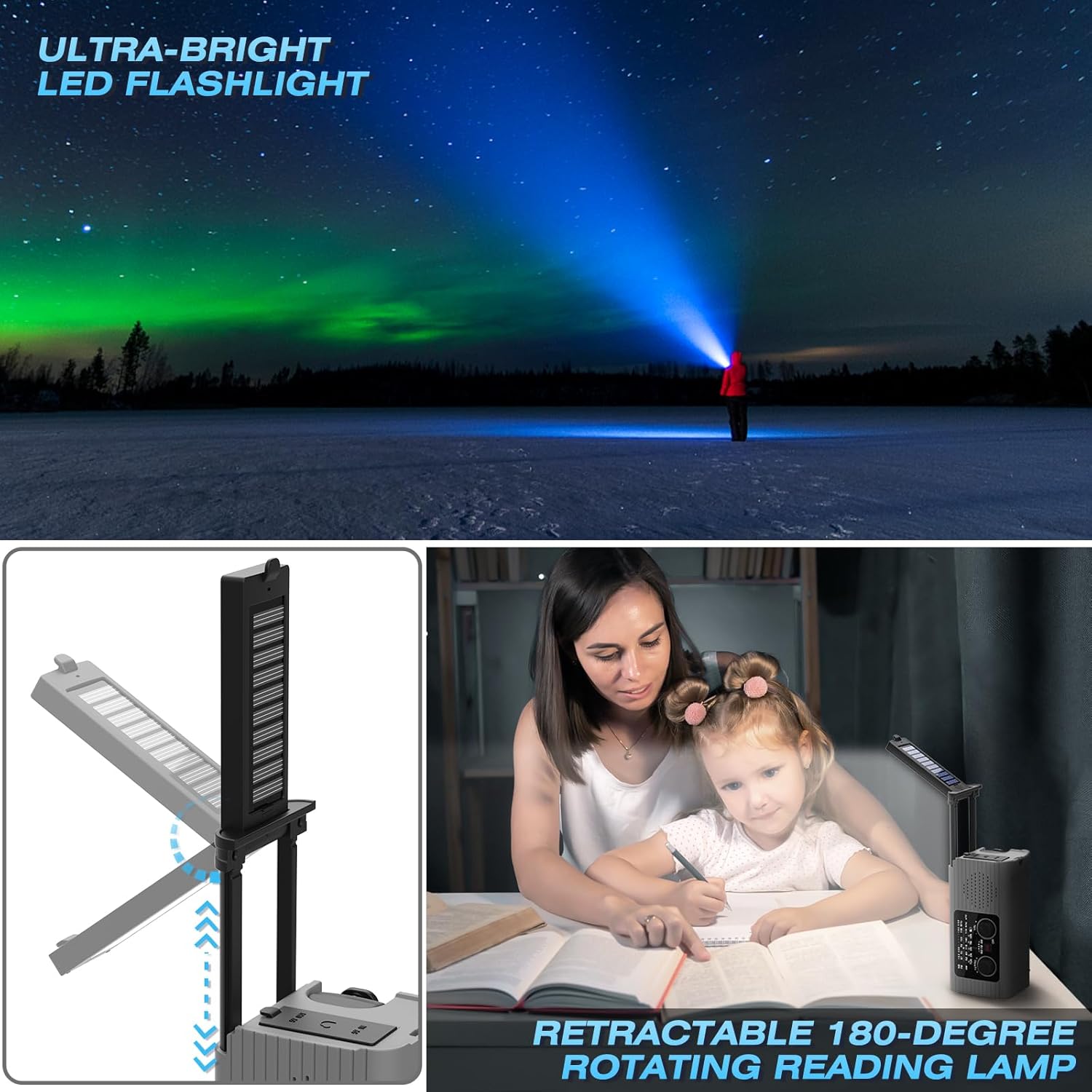 Solar & Hand Crank Portable Radio with 4000mAh Rechargeable Battery