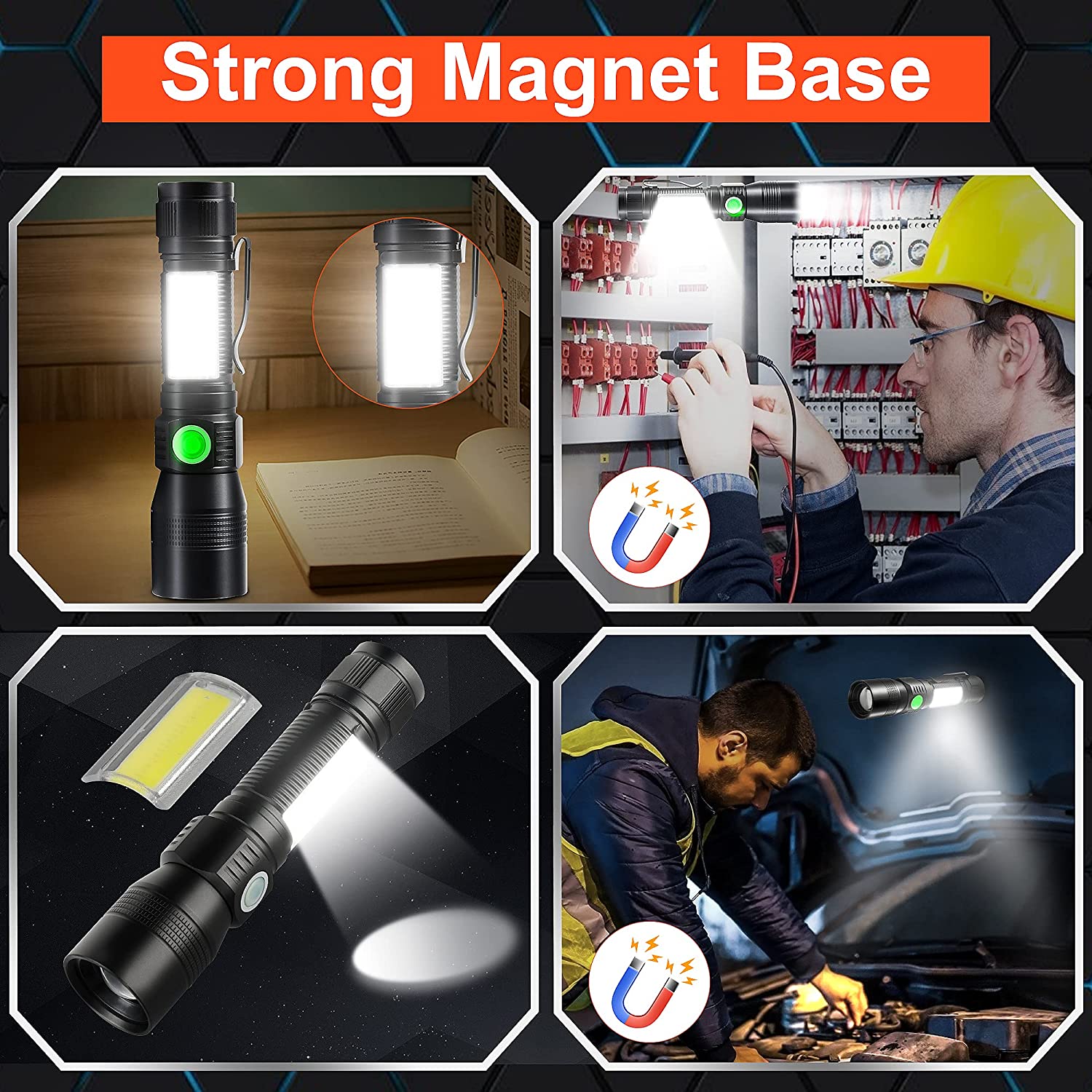 7 Mode Waterproof Rechargeable UV Light Flashlight Torch