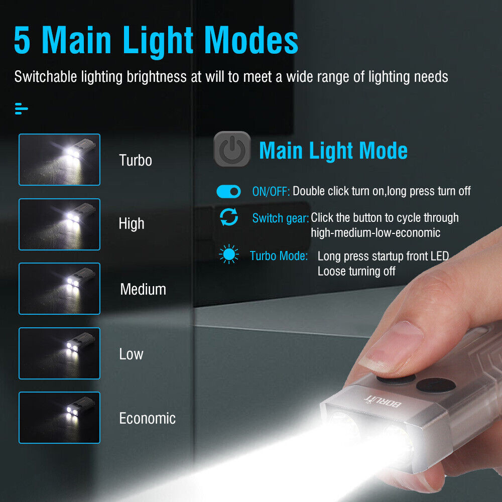 V10 LED Keychain EDC Flashlight USB Rechargeable