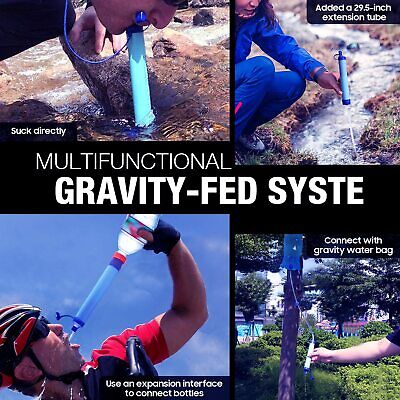 Survival Portable Water Purifier Filter Straw Gravity Water Filtration System 3L