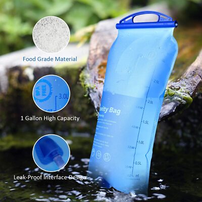 Survival Portable Water Purifier Filter Straw Gravity Water Filtration System 3L