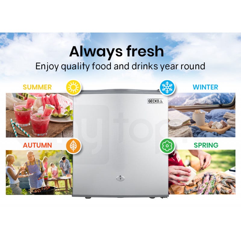 GECKO 57L Portable Camping Bar Fridge with Freezer 12V/24V - Silver