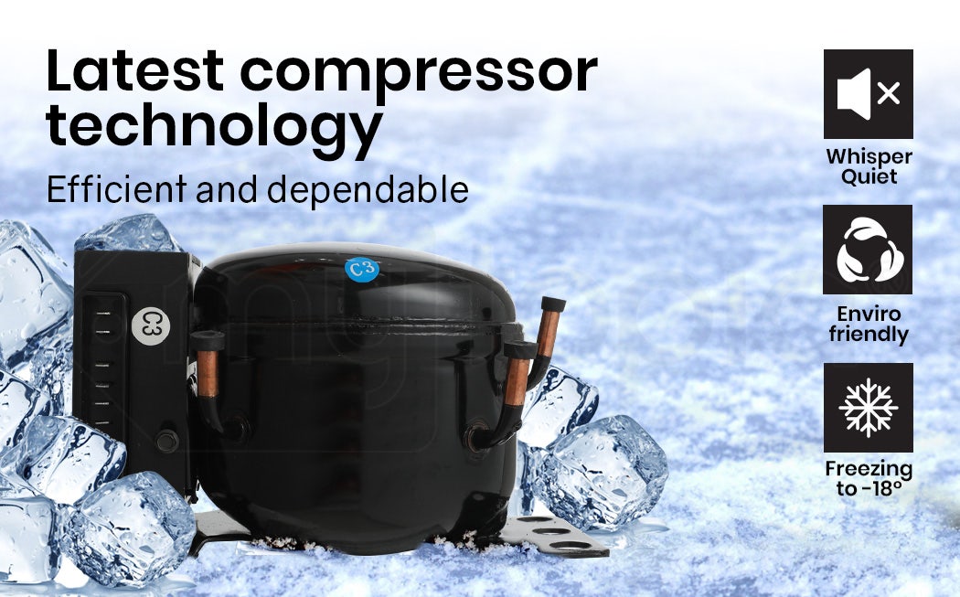 GECKO 57L Portable Camping Bar Fridge with Freezer 12V/24V - Silver