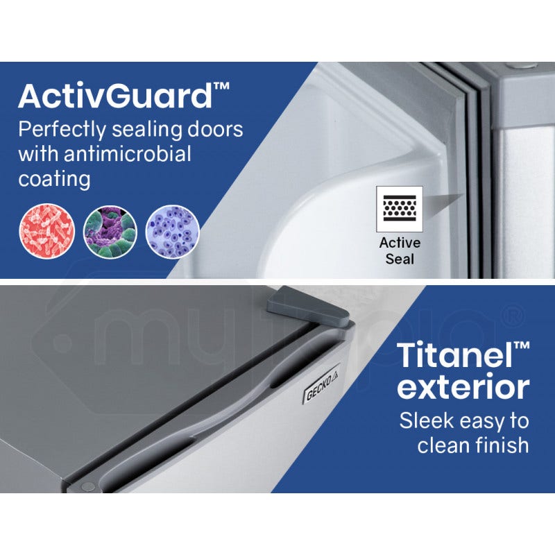 GECKO 57L Portable Camping Bar Fridge with Freezer 12V/24V - Silver