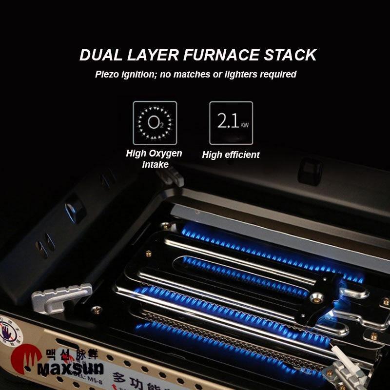 Portable Gas Burner Stove with Inset Non Stick Cooking Pan Cooker Butane 60mm Deep Pan