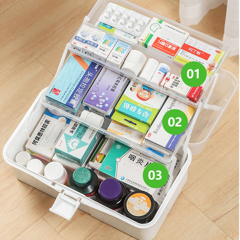 3 Layers Large Portable First Aid Kit Emergency Medical Storage Medicine Organiser