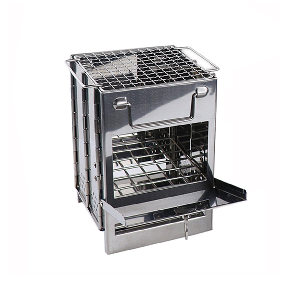 Outdoor Camping Mini Folding Wood Burning Stove Picnic Stainless Steel BBQ Grill