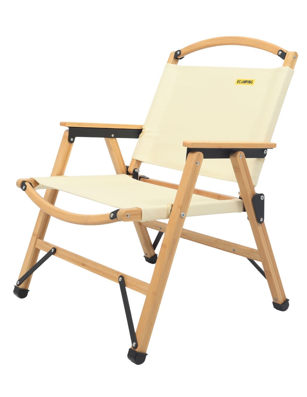 Bamboo Canvas Foldable Outdoor Chair - Khaki/Beige