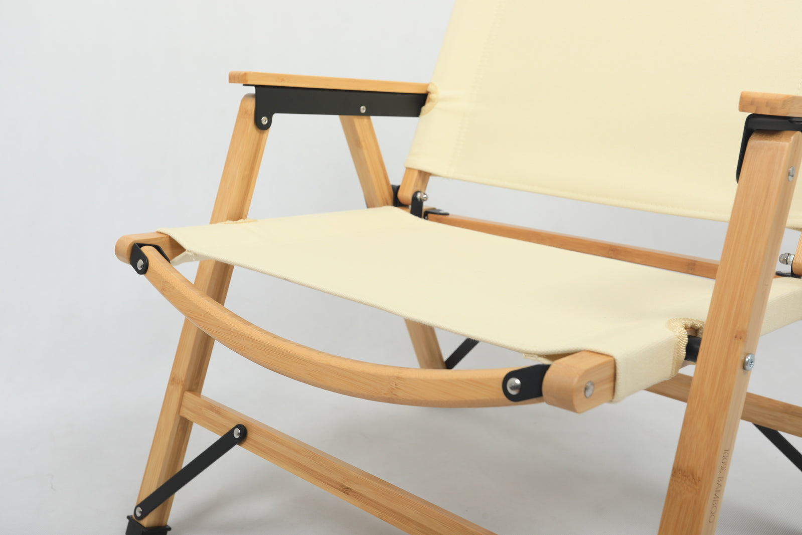 Bamboo Canvas Foldable Outdoor Chair - Khaki/Beige