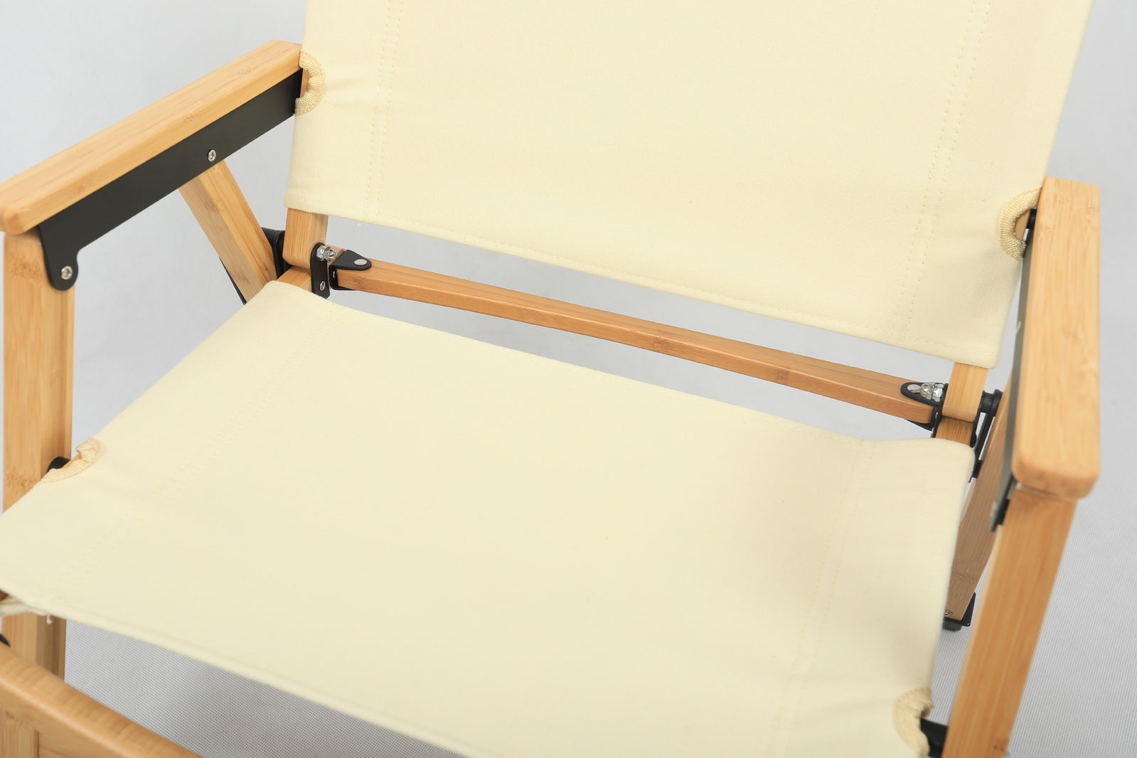 Bamboo Canvas Foldable Outdoor Chair - Khaki/Beige