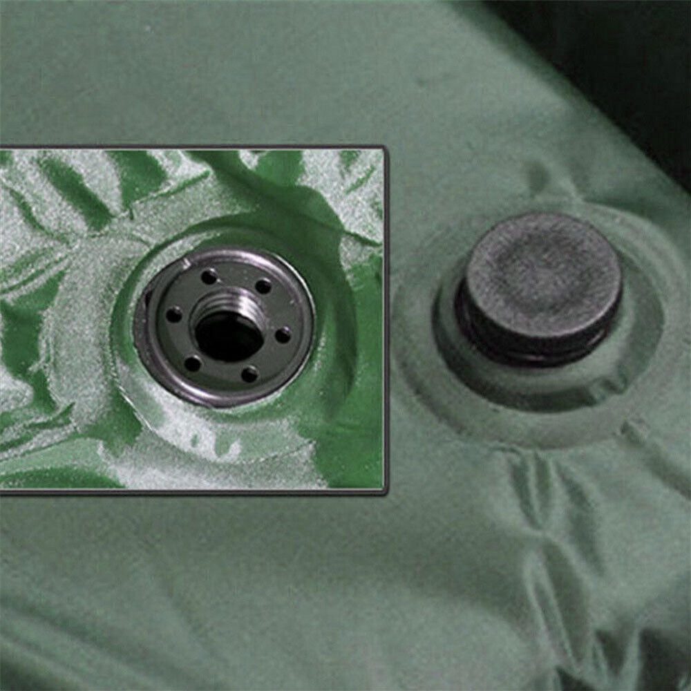 Double Self Inflating Mattress Camping Hiking Airbed Camp Mat Sleeping Pillow w/ Bag - Green