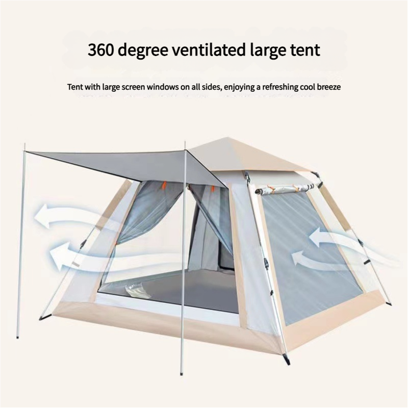 Camping Tent with Awning | Waterproof with Carry Bag and Accessories 210*210*135cm - Cloudy Gray