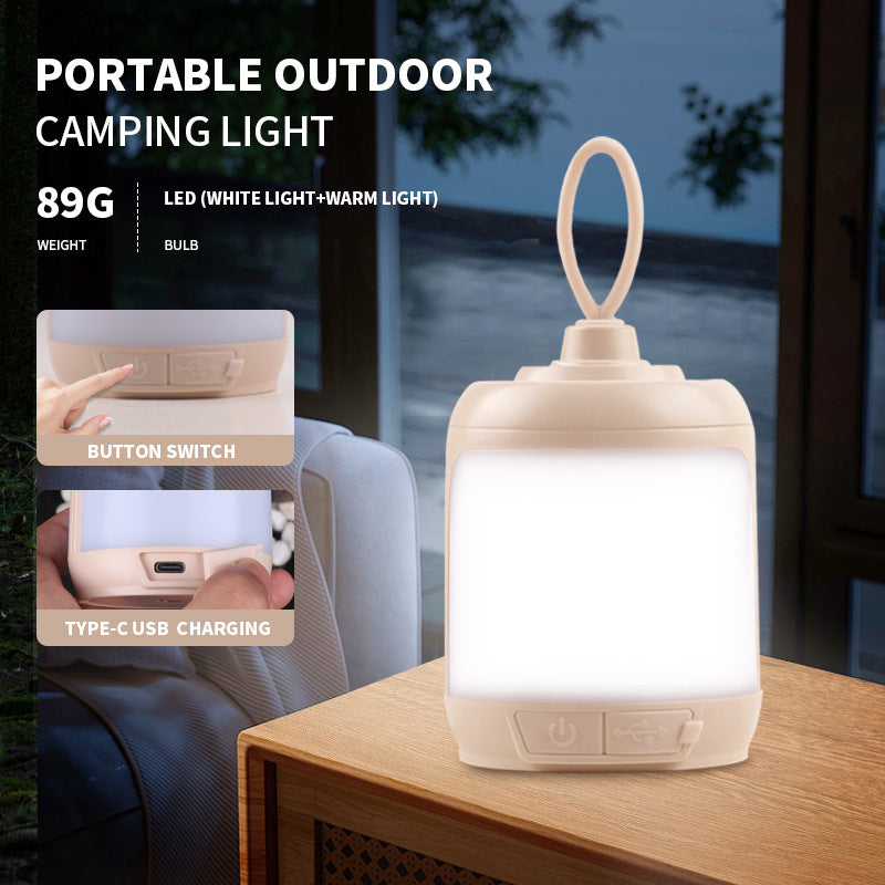 2PCS Compact Outdoor Camping Light with 4 Modes & Type-C Charging - 500LM, IPX4 Waterproo