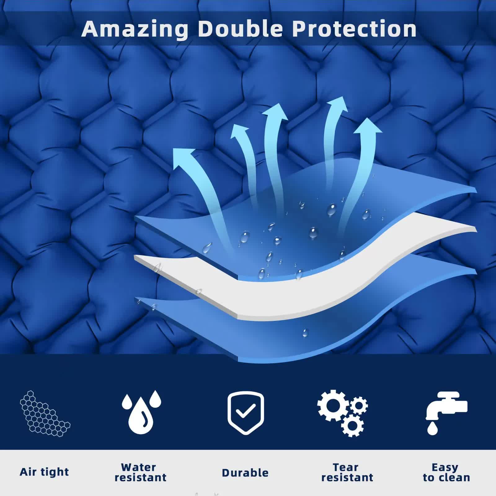 Peacock blue Portable Outdoor Inflatable Mat - Foot-Operated Camping Sleeping Pad