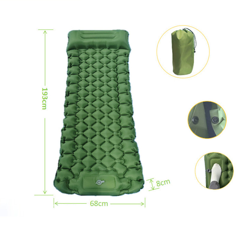 Peacock blue Portable Outdoor Inflatable Mat - Foot-Operated Camping Sleeping Pad