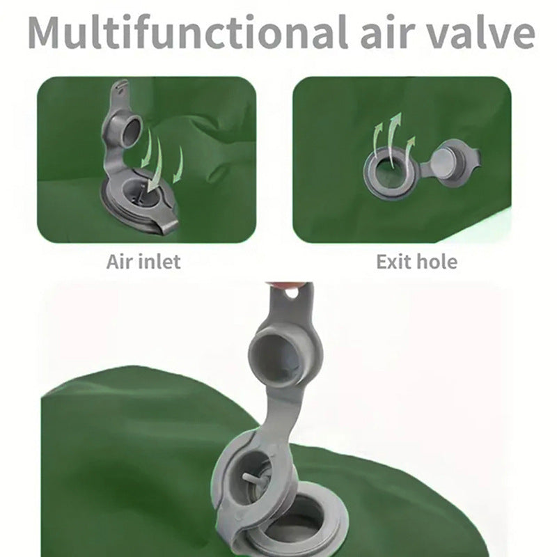 Inflatable Seat Cushion - Portable 40x30x5cm Camping Pad in Olive Black