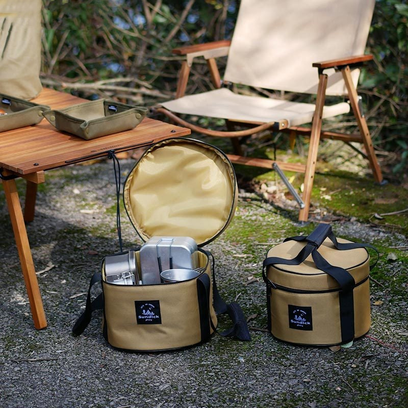 Portable Outdoor Kitchen Utensil Organiser, Waterproof Camping Cookware Storage Bag, Khaki-Size M