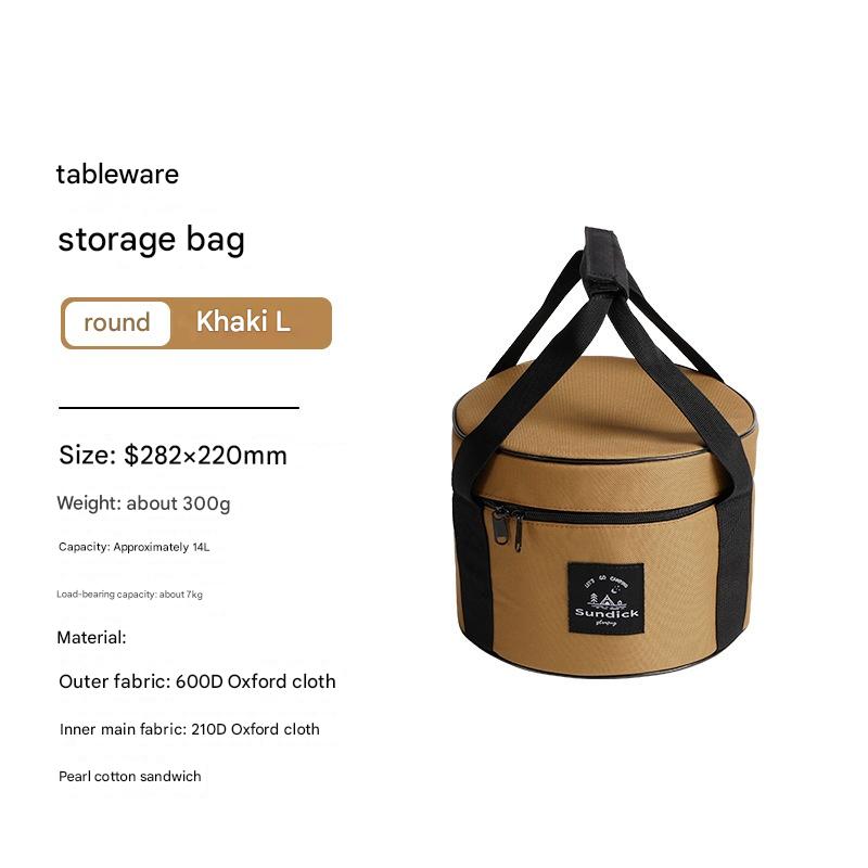 Portable Outdoor Kitchen Utensil Organiser, Waterproof Camping Cookware Storage Bag, Khaki-Size L