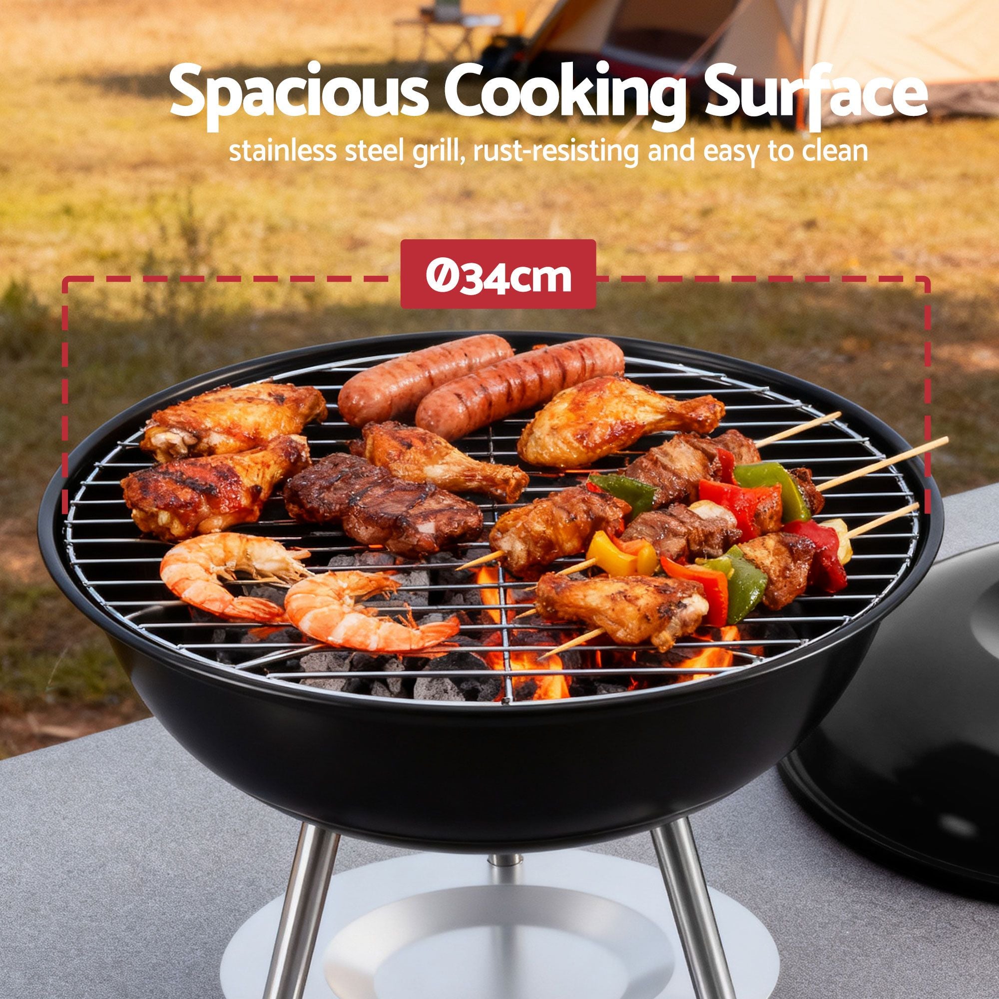 Charcoal BBQ Grill with Lid