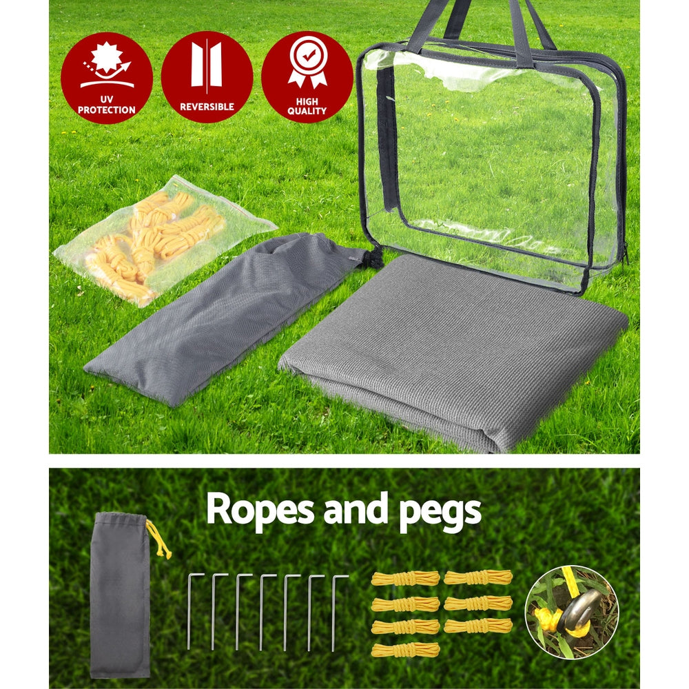 Caravan Privacy Screen Roll Out Awning 1.95 x 2.2M Sun Shade End Wall Side - Grey