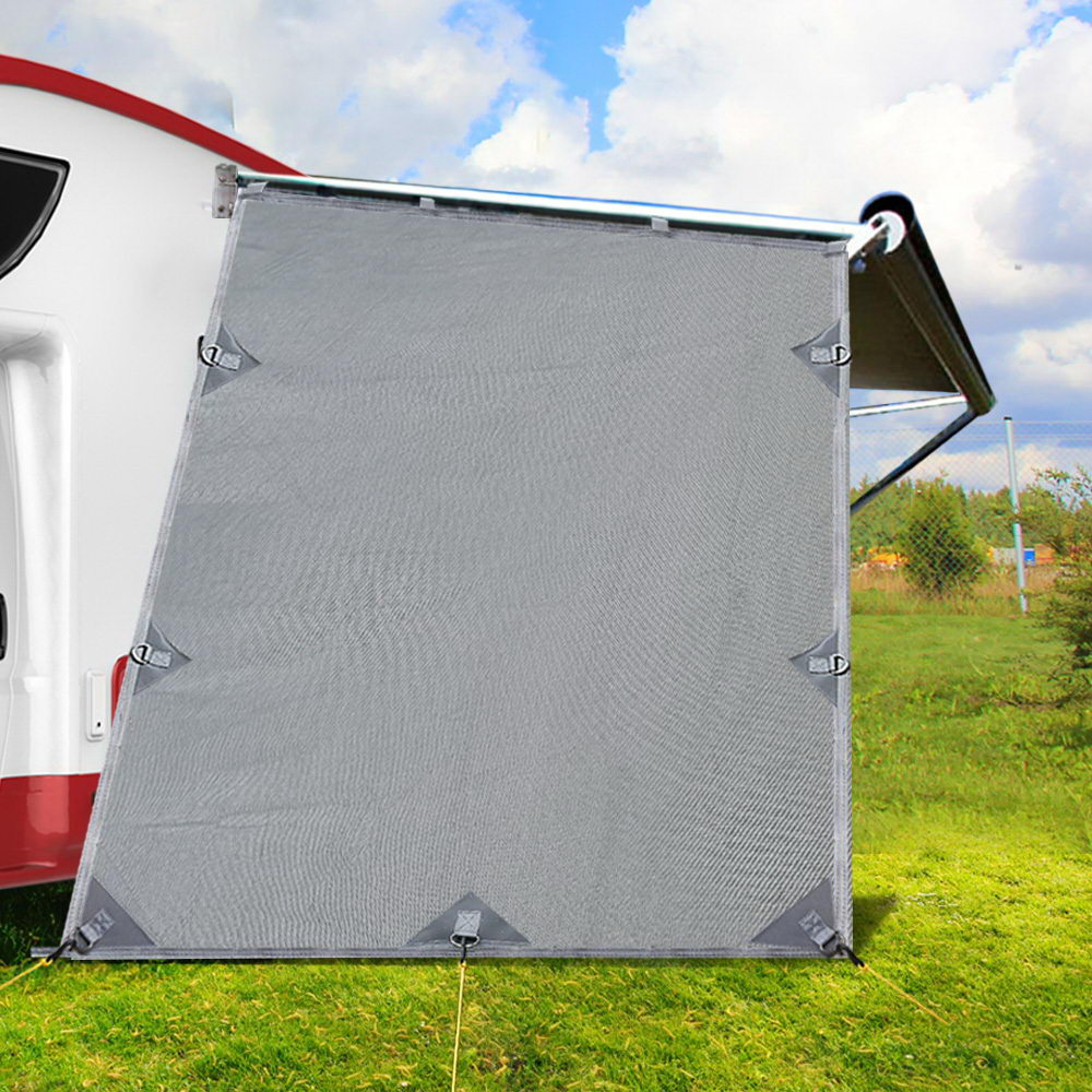 Caravan Privacy Screen Roll Out Awning 1.95 x 2.2M Sun Shade End Wall Side - Grey