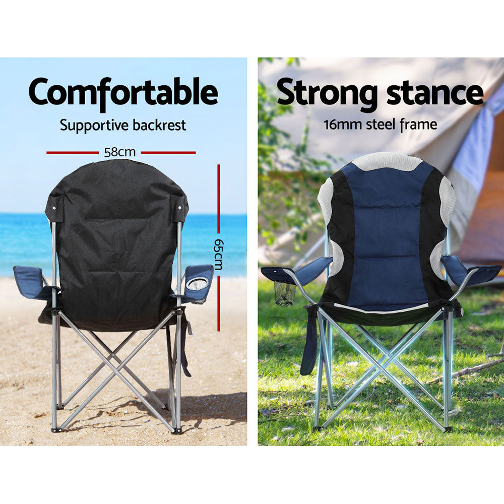 Weisshorn Camping Folding Chairs - Navy 2pcs