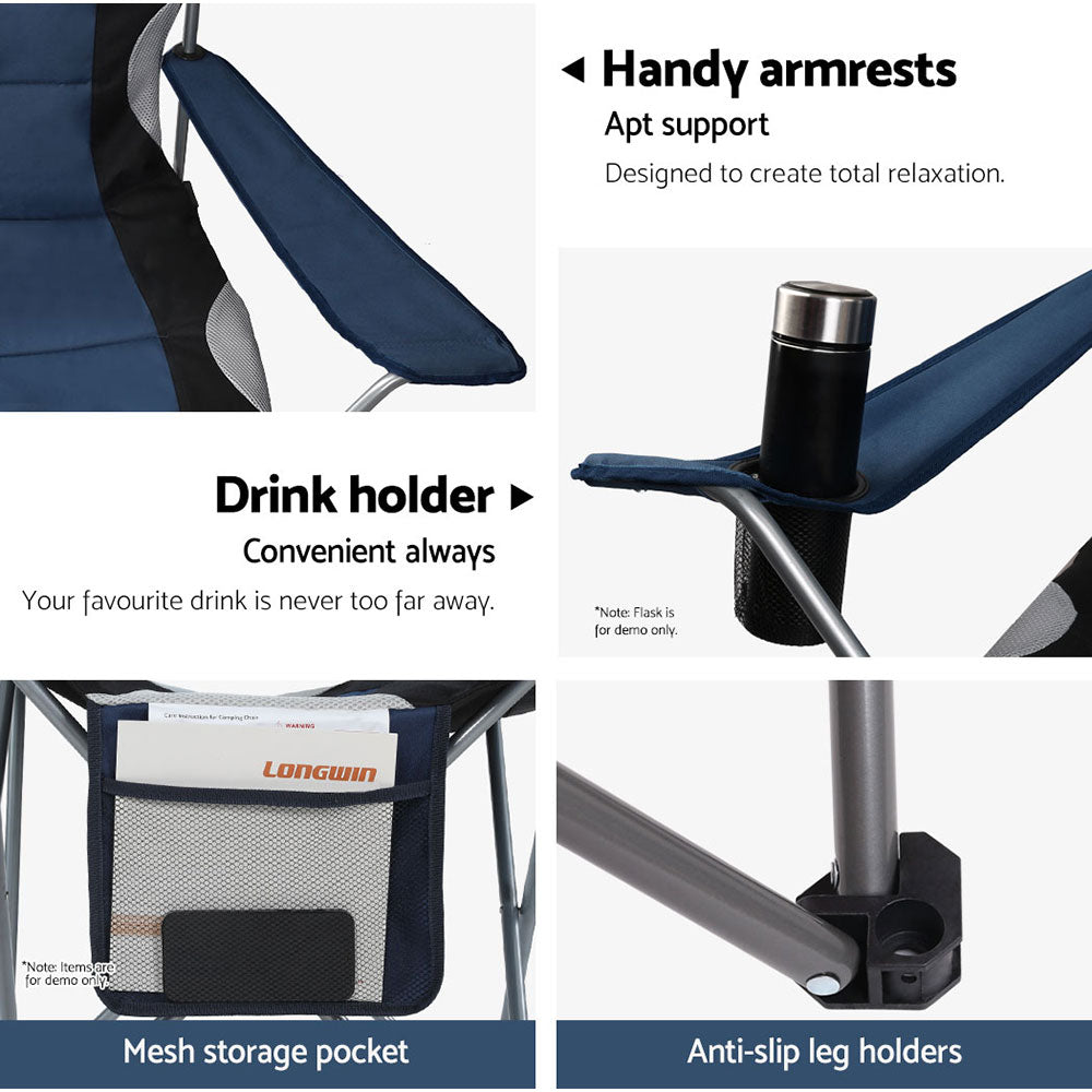 Weisshorn Camping Folding Chairs - Navy 2pcs