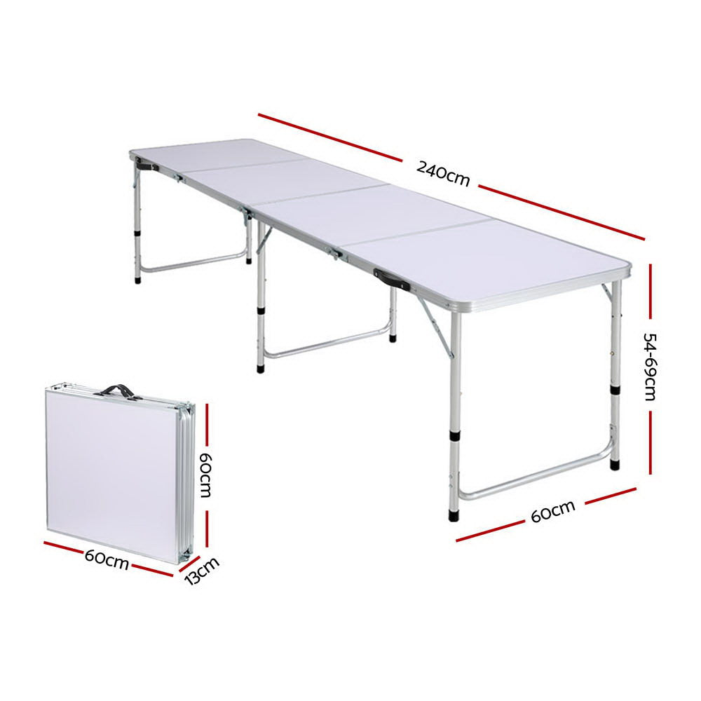 Weisshorn Folding Camping Table 240CM - Aluminium